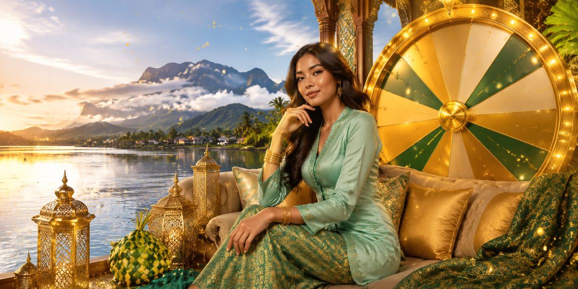 Meja roulette dengan suasana Hari Raya di kasino online Sabah